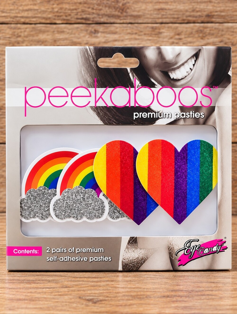 Eye Candy Peekaboos Pride Rainbow Glitter Heart Pasties 2 Pair New #1